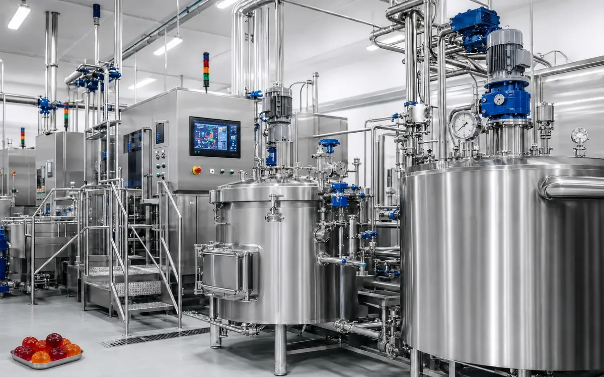 Modern stainless-steel functional gummy mixing and production equipment