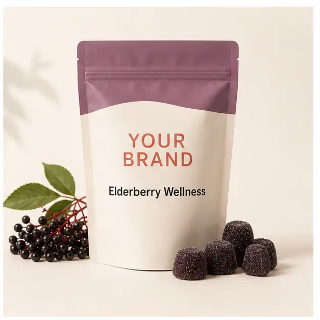 Elderberry Wellness Gummies YOUR BRAND private-label gummy packaging concept