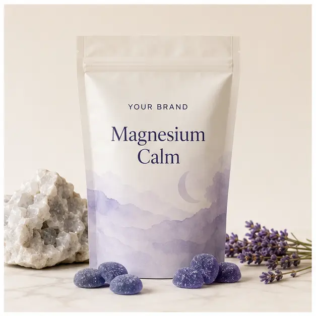 Magnesium Calm Gummies YOUR BRAND private-label gummy packaging concept