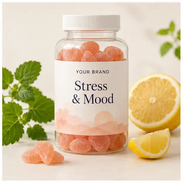 Stress & Mood Gummies YOUR BRAND private-label gummy packaging concept